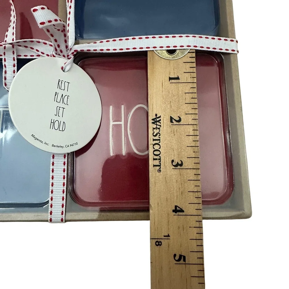 Rae Dunn Artisan Collection Magenta Coaster Set of‎ 4 Square Place Set